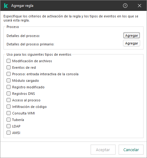 Ventana de exclusión de telemetría EDR.