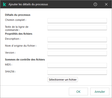 Fenêtre d'exclusion de télémétrie EDR.