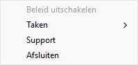 Menu met items voor programmacontrole in een vereenvoudigde interface.