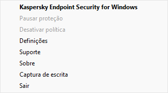 Menu com opções de controlo das aplicações.