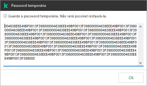 Uma janela com uma password temporária.
