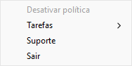 Menu com itens de controlo da aplicação numa interface simplificada.