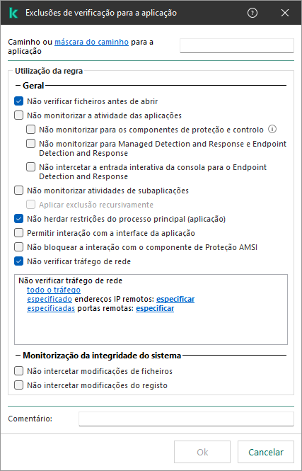 Uma janela com um campo para introduzir o caminho para um ficheiro ou pasta. As máscaras podem ser usadas.