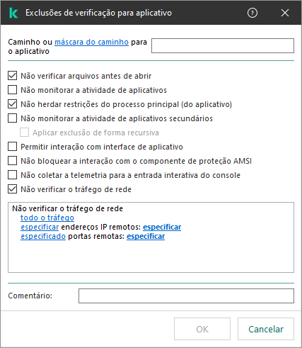 Uma janela com campo para inserir o caminho para o arquivo ou pasta. Máscaras podem ser usadas.