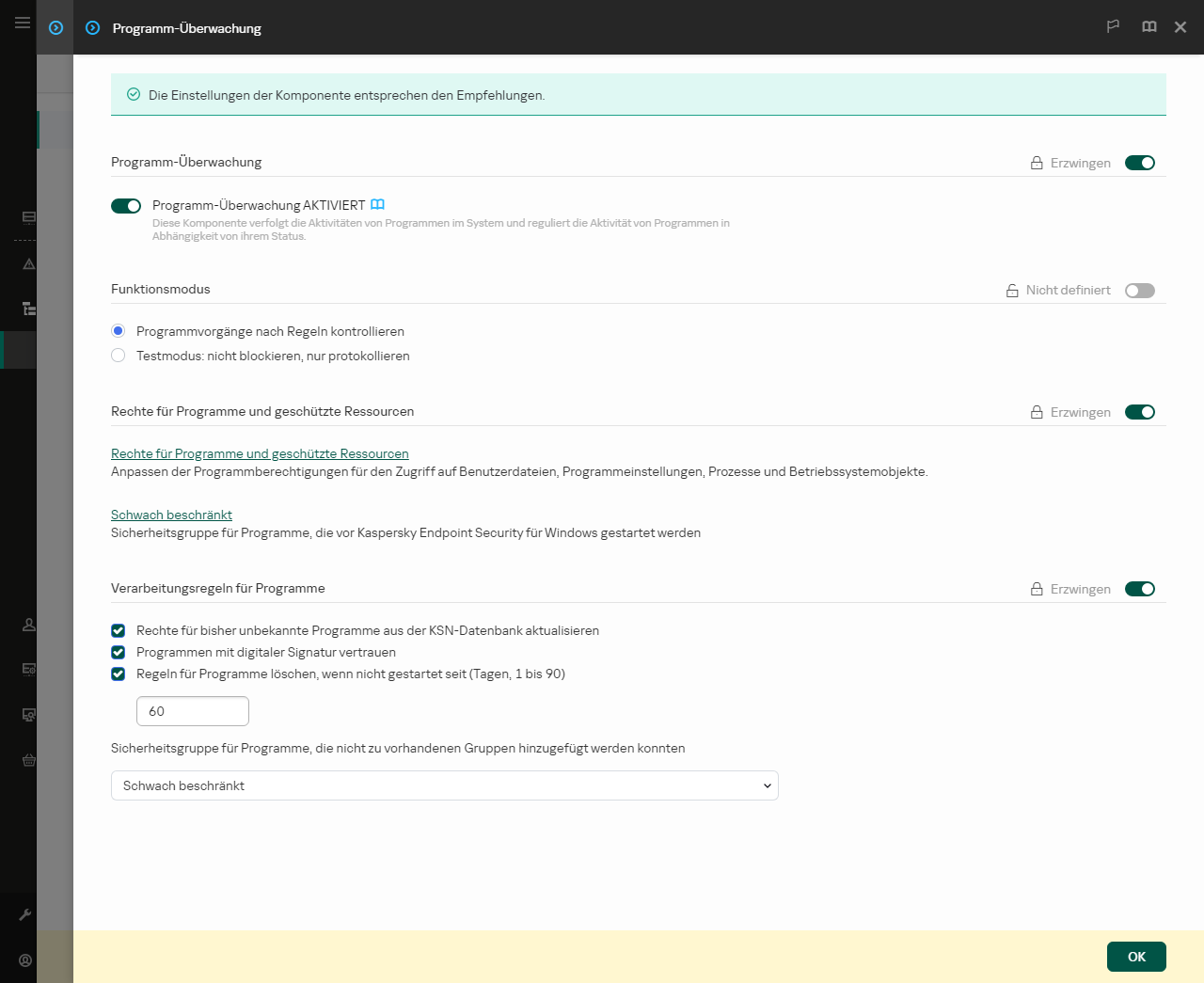 Fenster „Einstellungen der Programm-Überwachung“.