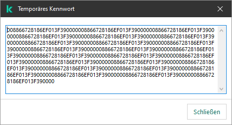 Ein Fenster mit einem temporären Kennwort.