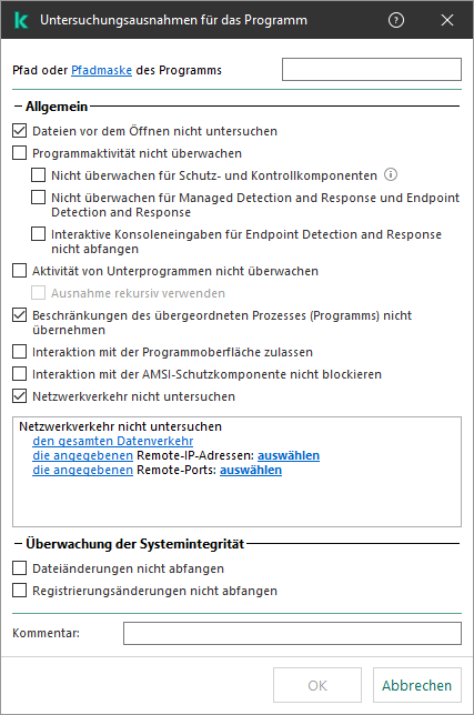 Ein Fenster mit einem Eingabefeld für den Datei- oder Ordnerpfad. Es können Masken verwendet werden.