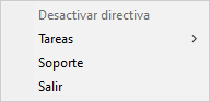 Menú con elementos de control de aplicaciones en una interfaz simplificada.