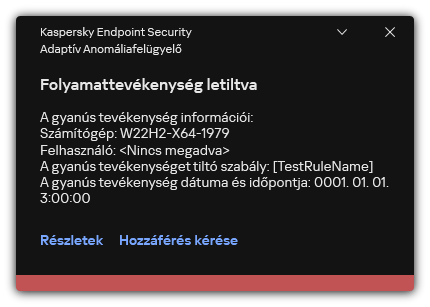 Értesítés szabály aktiválásáról. A felhasználó kérést hozhat létre egy folyamatművelet engedélyezésére.