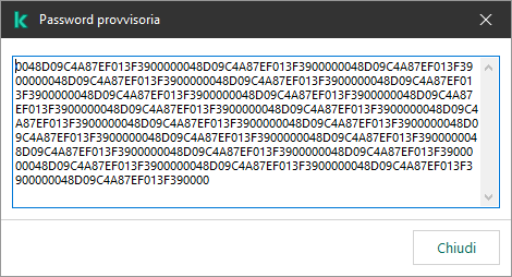 Una finestra con una password provvisoria.