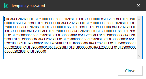 A window with a temporary password.