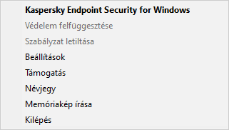 Alkalmazásfelügyeleti lehetőségeket tartalmazó menü.