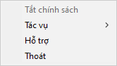 Menu chứa các mục điều khiển ứng dụng trong một giao diện giản lược.