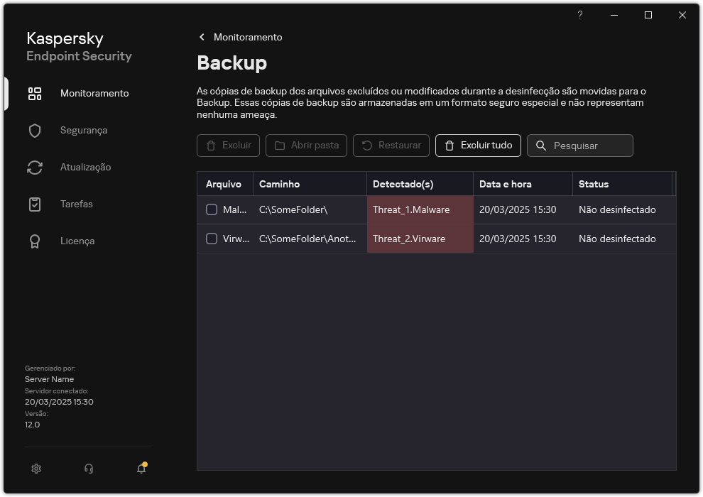 Janela de backup.