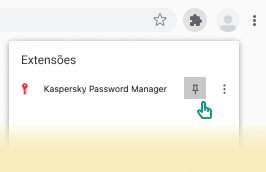 O canto superior direito da janela do navegador mostra como afixar a extensão.