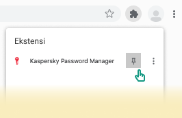 Bagian pojok kanan atas jendela browser menunjukkan bagaimana cara menyematkan ekstensi.