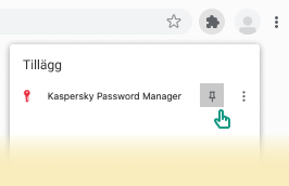 Webbläsarens övre högra hörna visar hur du fäster tillägget.