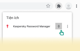 Góc trên bên phải của cửa sổ trình duyệt hiển thị cách ghim phần mở rộng.