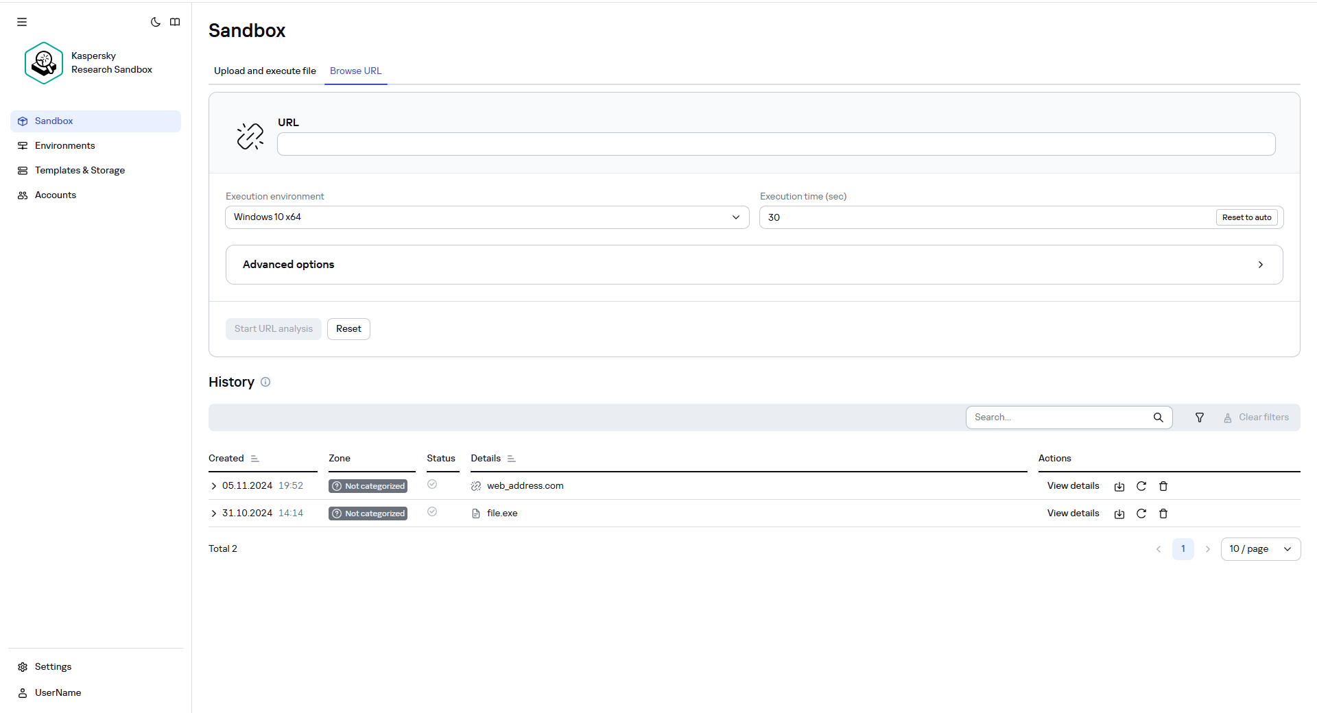 Start web address page.