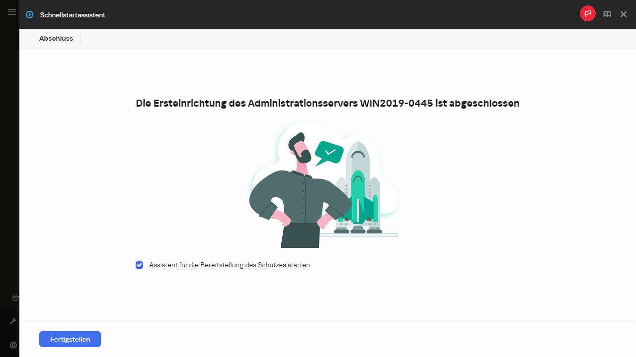 Ein Screenshot des abschließenden Schrittes im Schnellstartassistenten.