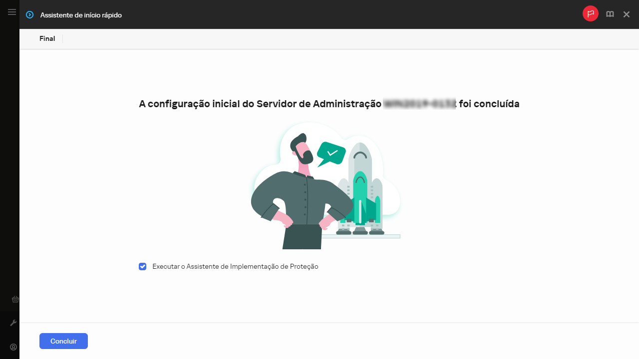 Uma captura de tela da etapa final do Assistente de início rápido.