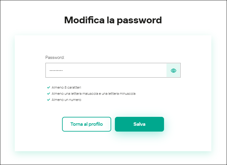 Finestra Impostazioni account utente Scheda Password.