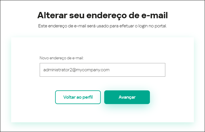 Janela de configurações da conta de usuário. Guia de endereço de e-mail.