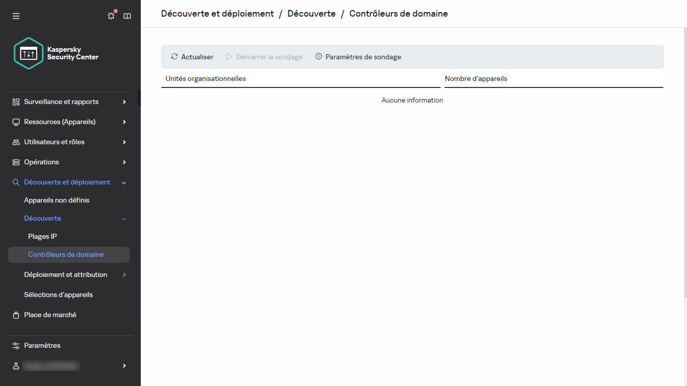 Fenêtre de sondage du contrôleur de domaine.