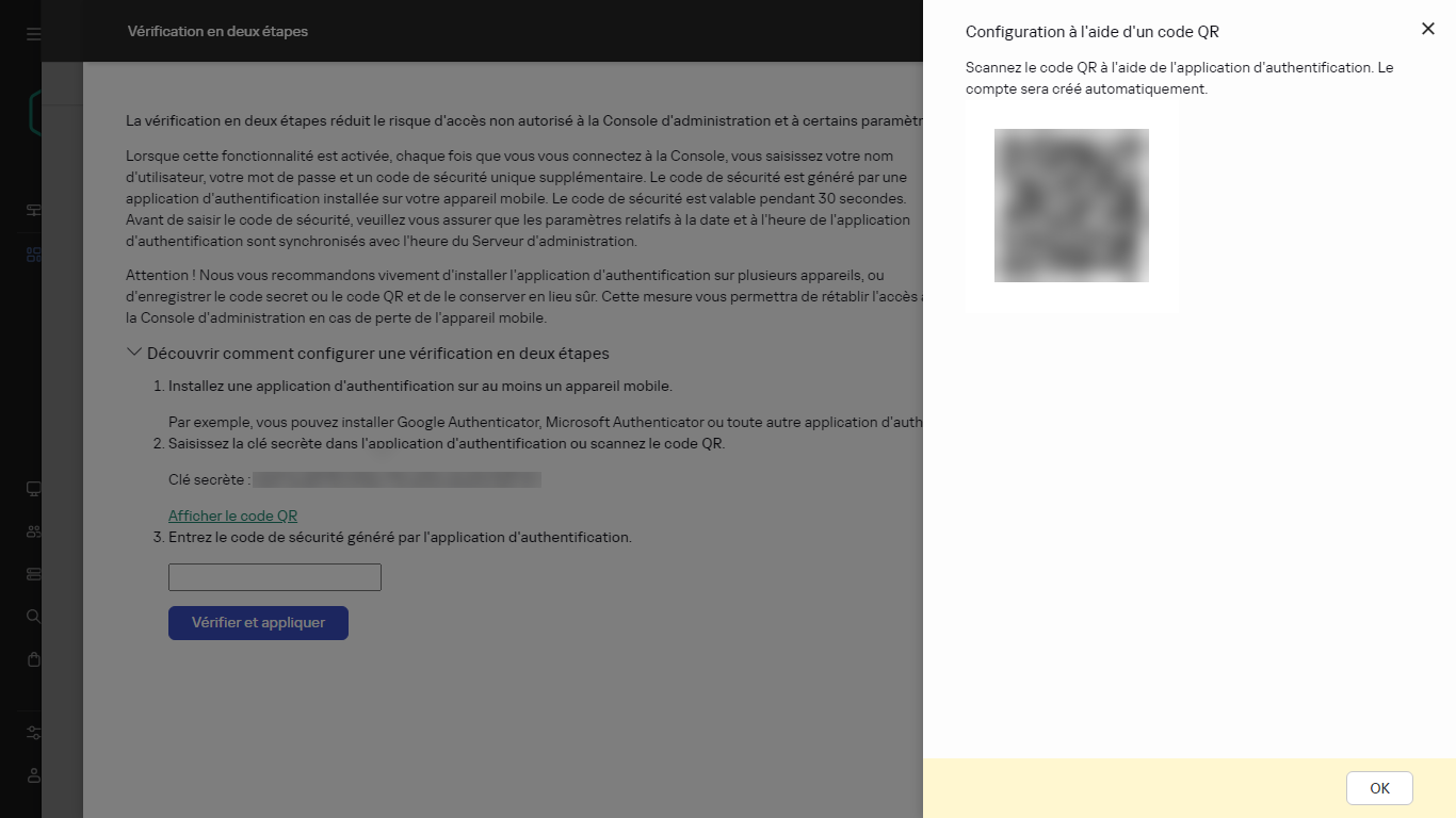 Utilisation du code QR pour la vérification.