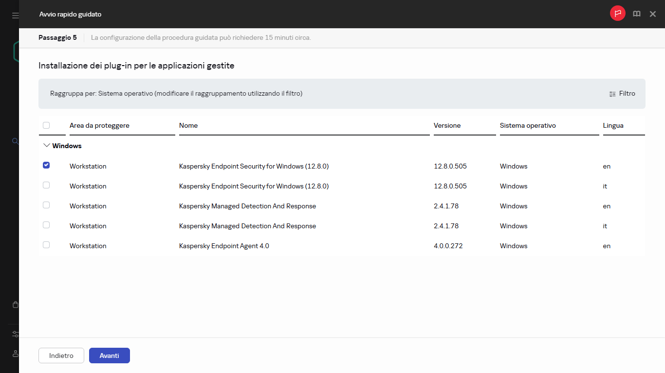 Il passaggio Installazione dei plug-in dell'avvio rapido guidato.