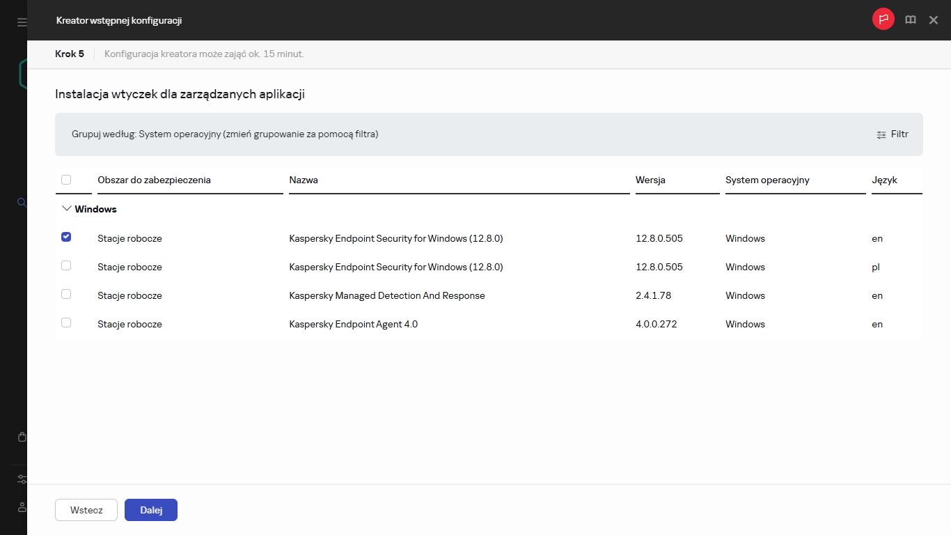 Krok Instalacji wtyczek w Kreatorze wstępnej konfiguracji.