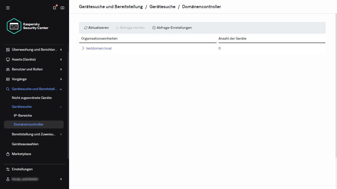 Fenster zur Abfrage des Domänencontrollers.
