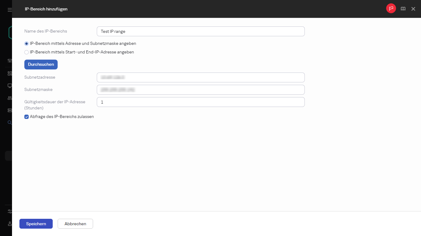 Angeben eines neues IP-Bereichs.