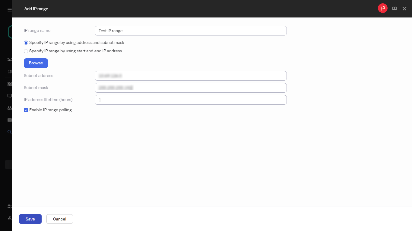 Angeben eines neues IP-Bereichs.