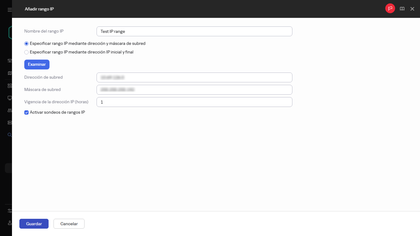 Especifique un nuevo intervalo IP.
