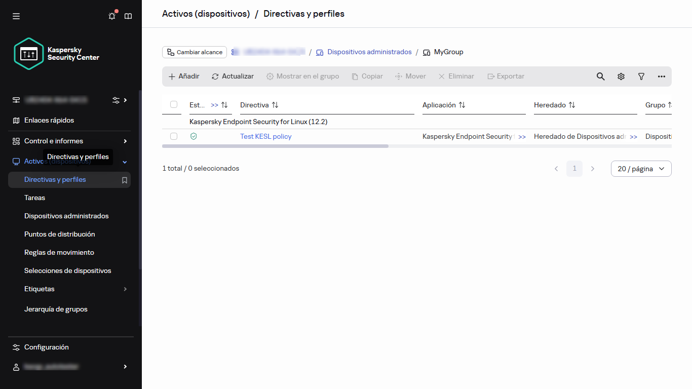 Elegir el grupo de administración para el cual se creará la directiva: