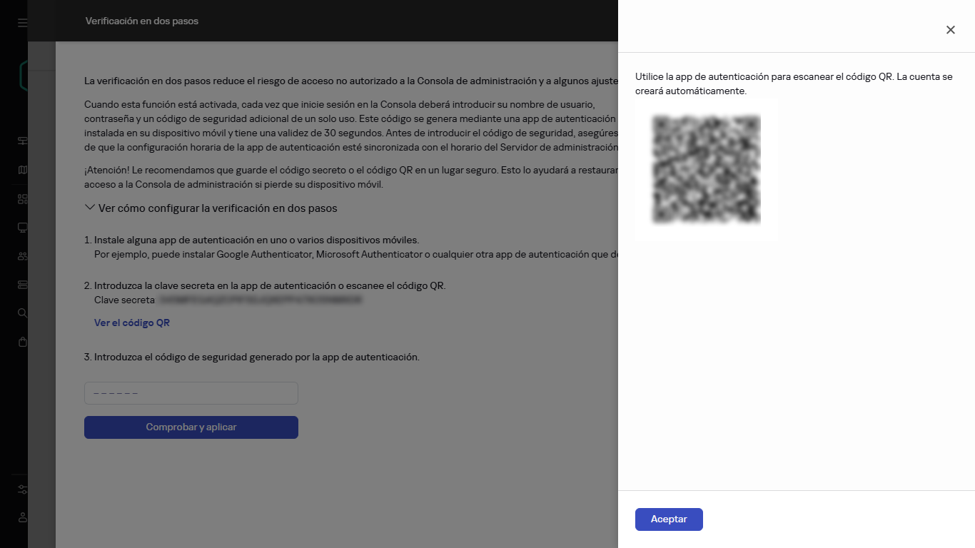 Usar código QR para la verificación.