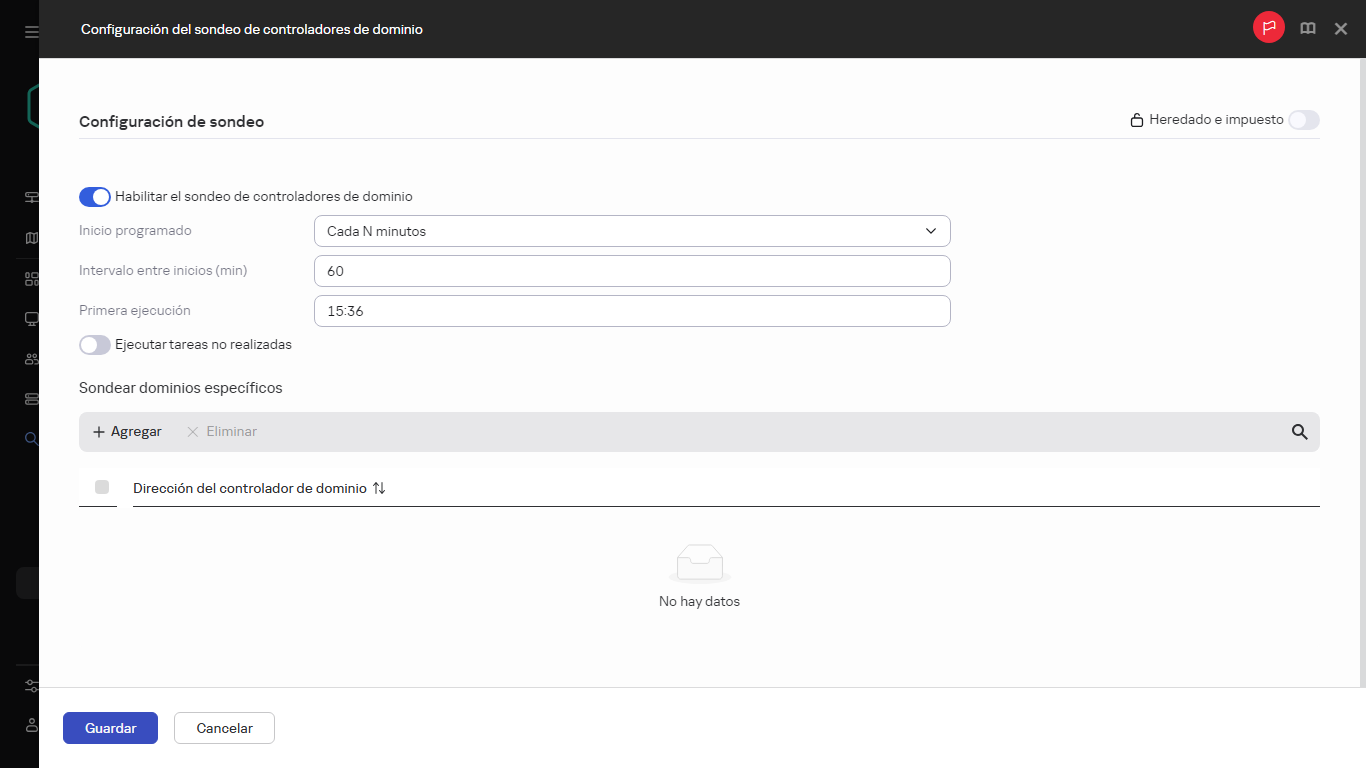 Configuración del sondeo del controlador de dominio.