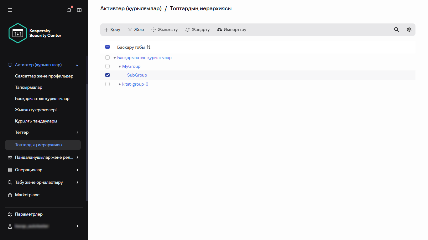 Ішкі топ таңдалған топтар иерархиясы.