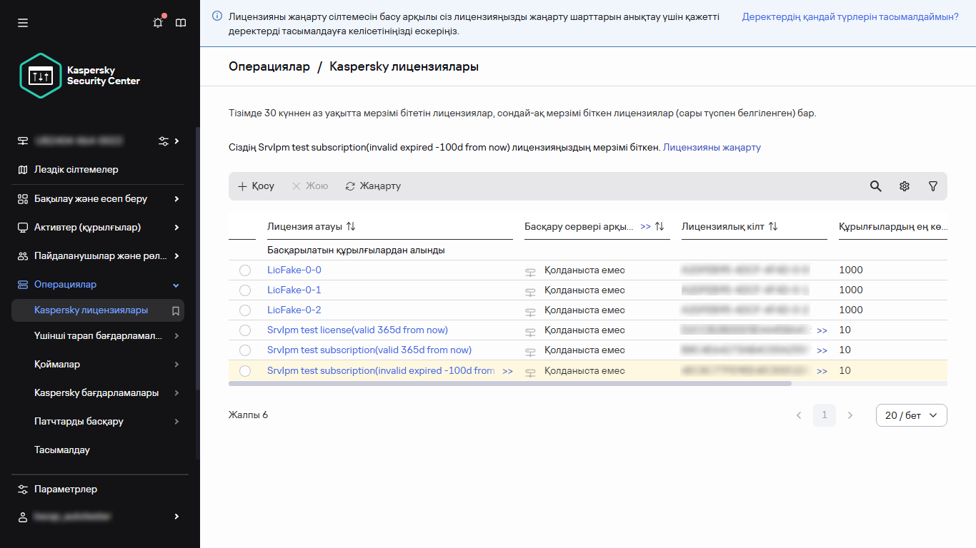 Лицензиялар тізімі.