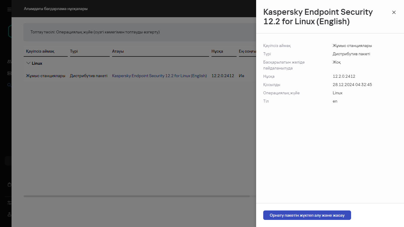 Орнату пакетін жүктеп алу терезесі.
