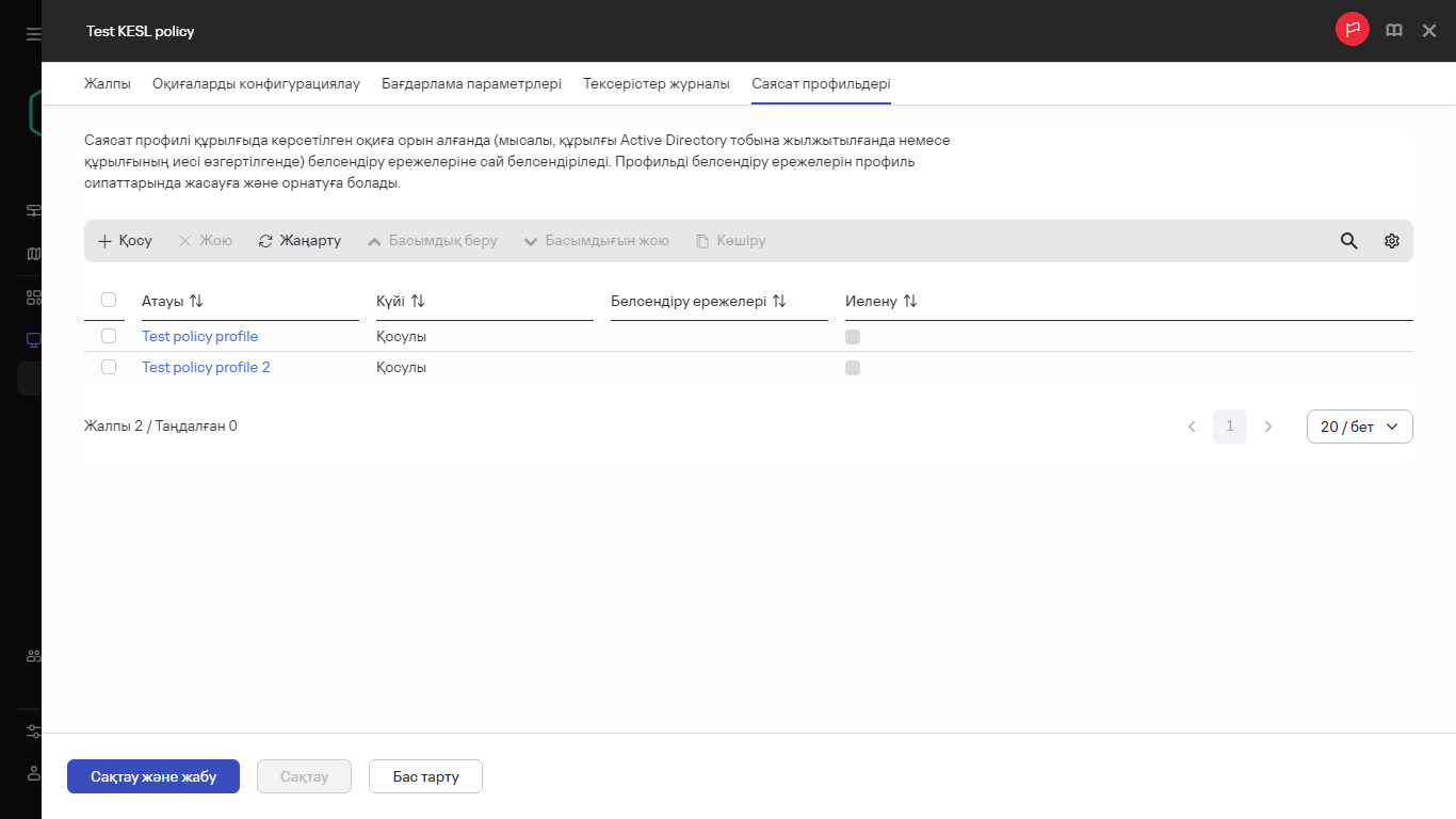 Саясат профильдері тізімі.