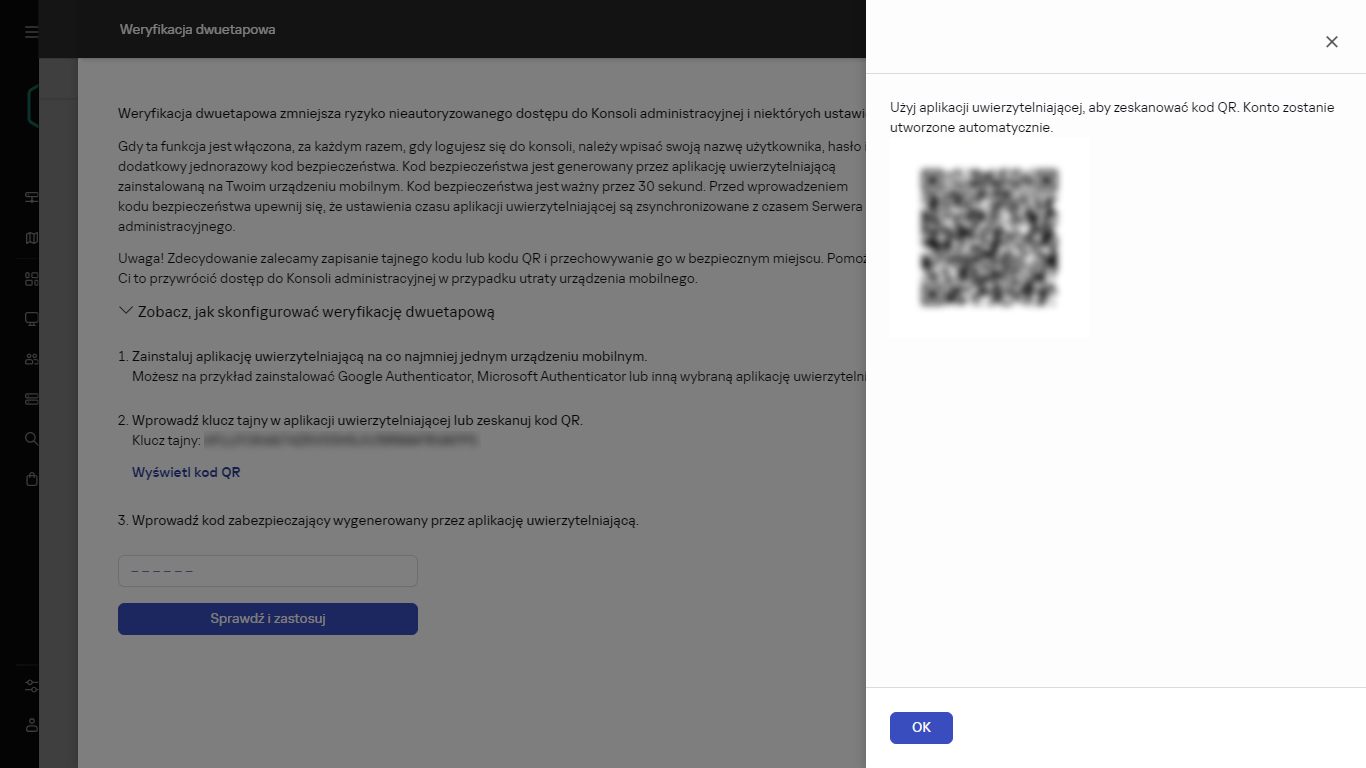 Weryfikacja za pomocą unikalnego kodu QR.