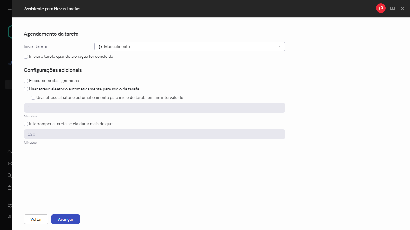 Configurações adicionais da tarefa Criar entrega.