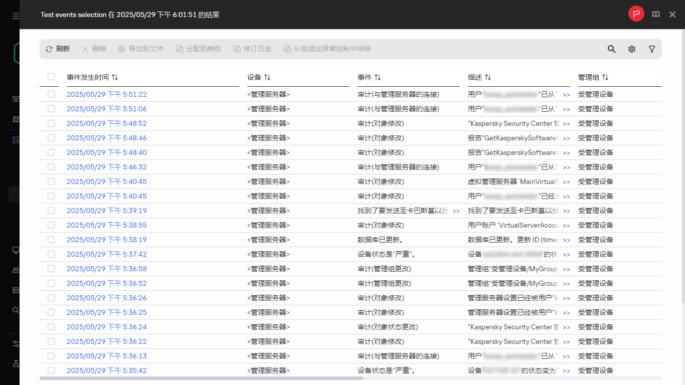 事件分类的结果。