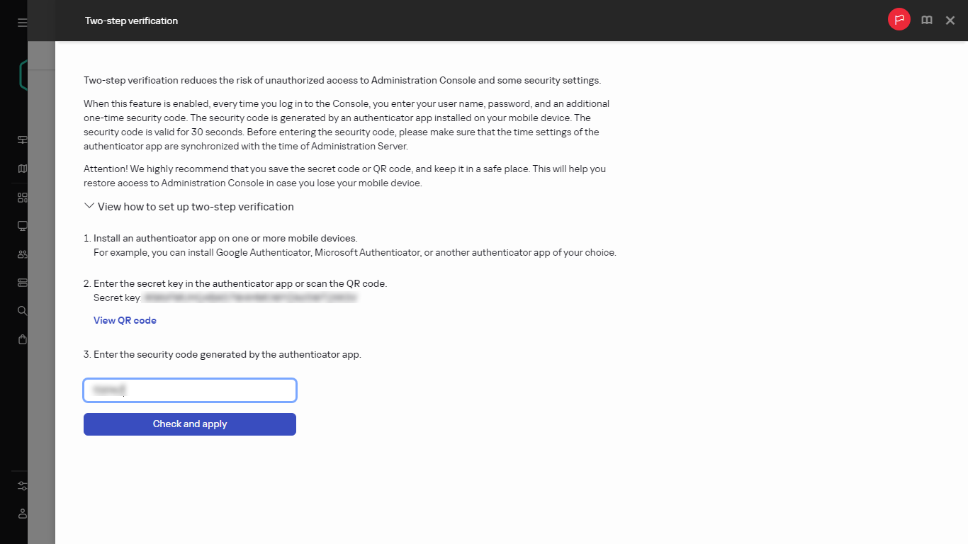 The two-step verification window.