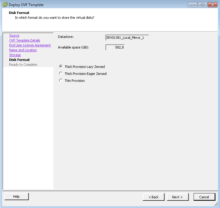 Выбор варианта размещения файлов