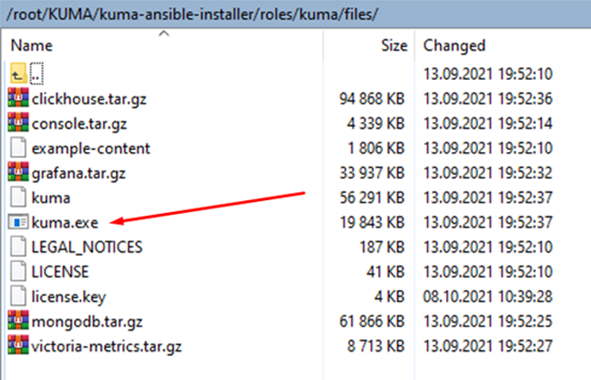 Where the file is in the archive