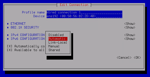 The screenshot shows the selection of a value from the drop-down list.