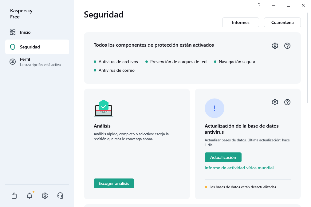 Actualización de la base de datos antivirus
